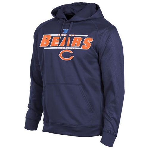 Chicago Bears Majestic Synthetic Hoodie Sweatshirt Navy Blue - Click Image to Close